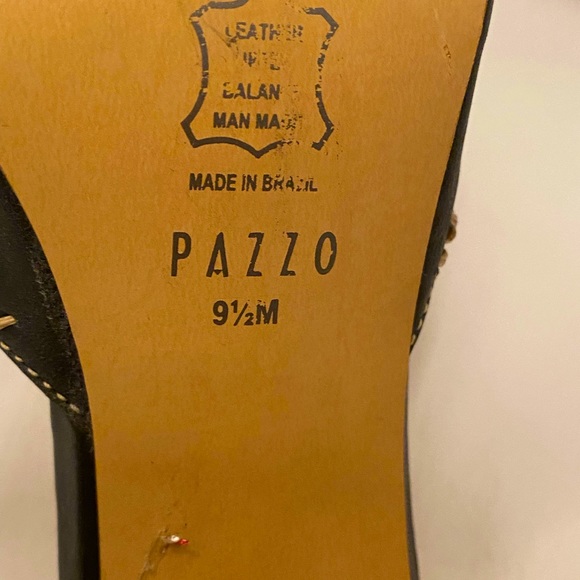 Pazzo Sexy Blue with beige stitching Leather Wood Slides 9 1/2 M - Picture 8 of 8